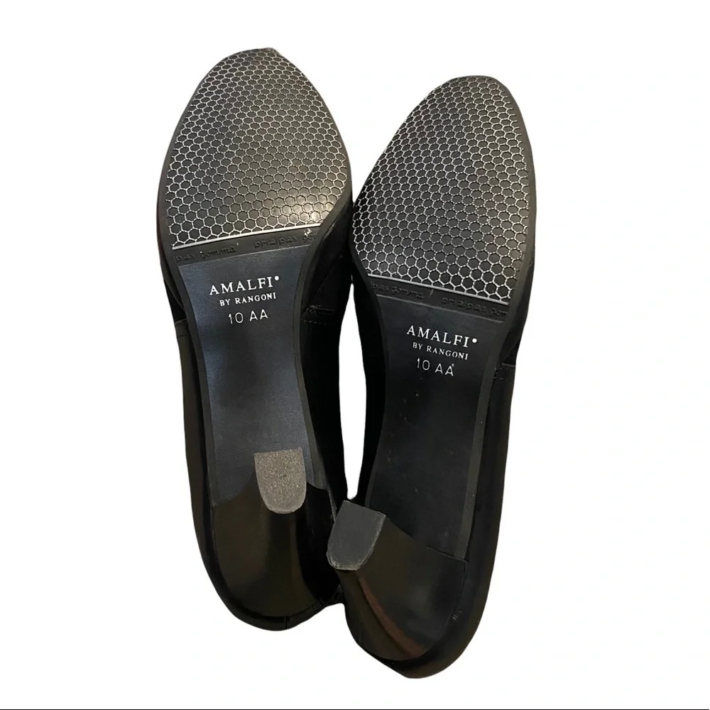 AMALFI | Black Leather Designer European Heel Ankle Boots Business Casual - Picture 4 of 5